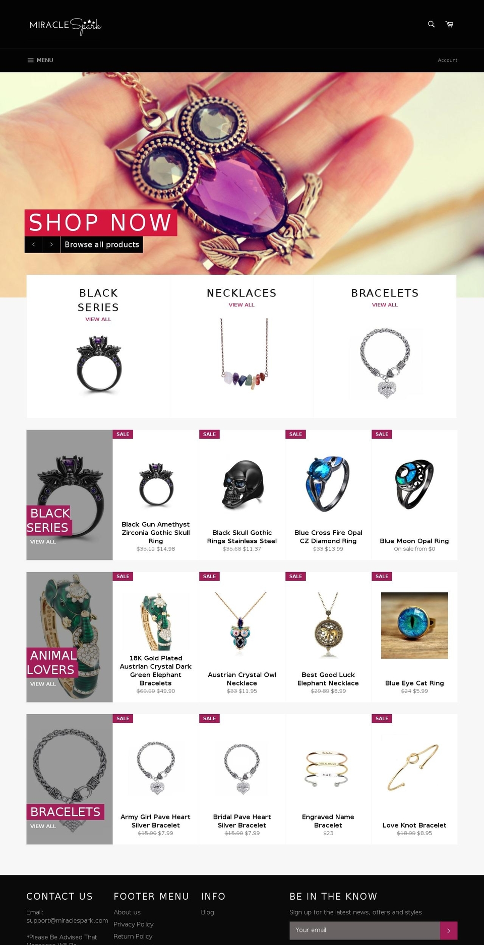 miraclespark.com shopify website screenshot