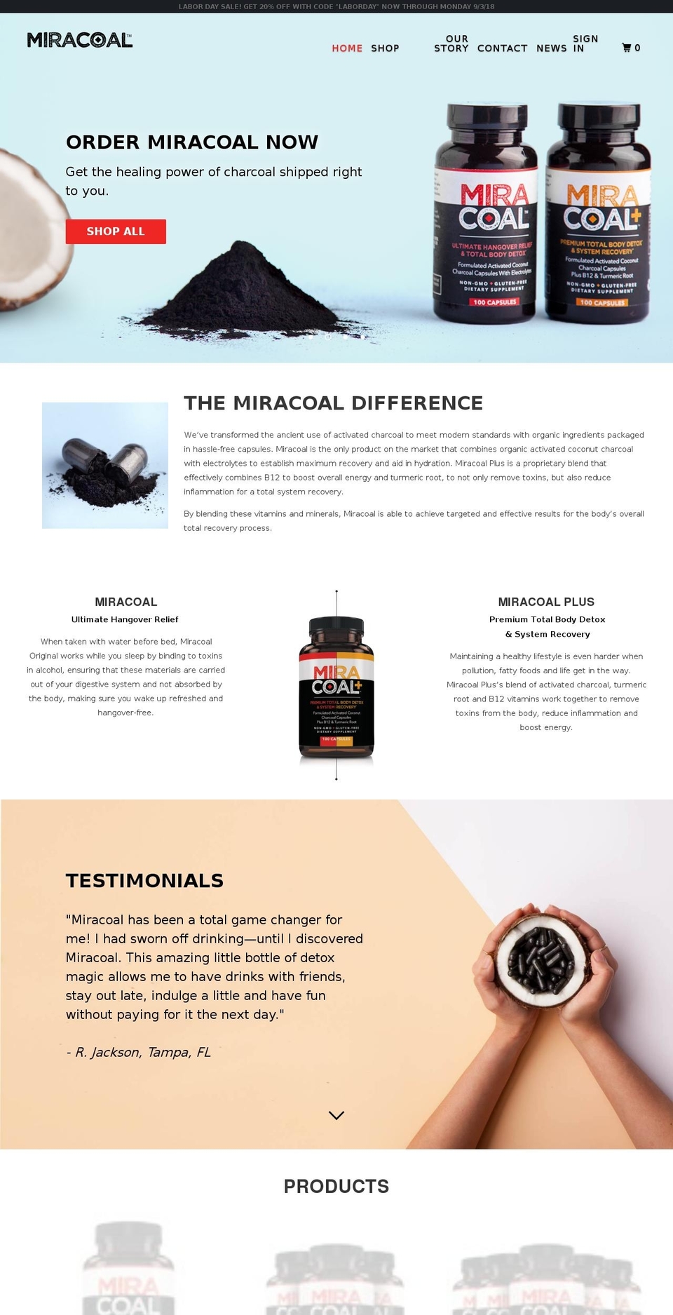 miracoal.net shopify website screenshot