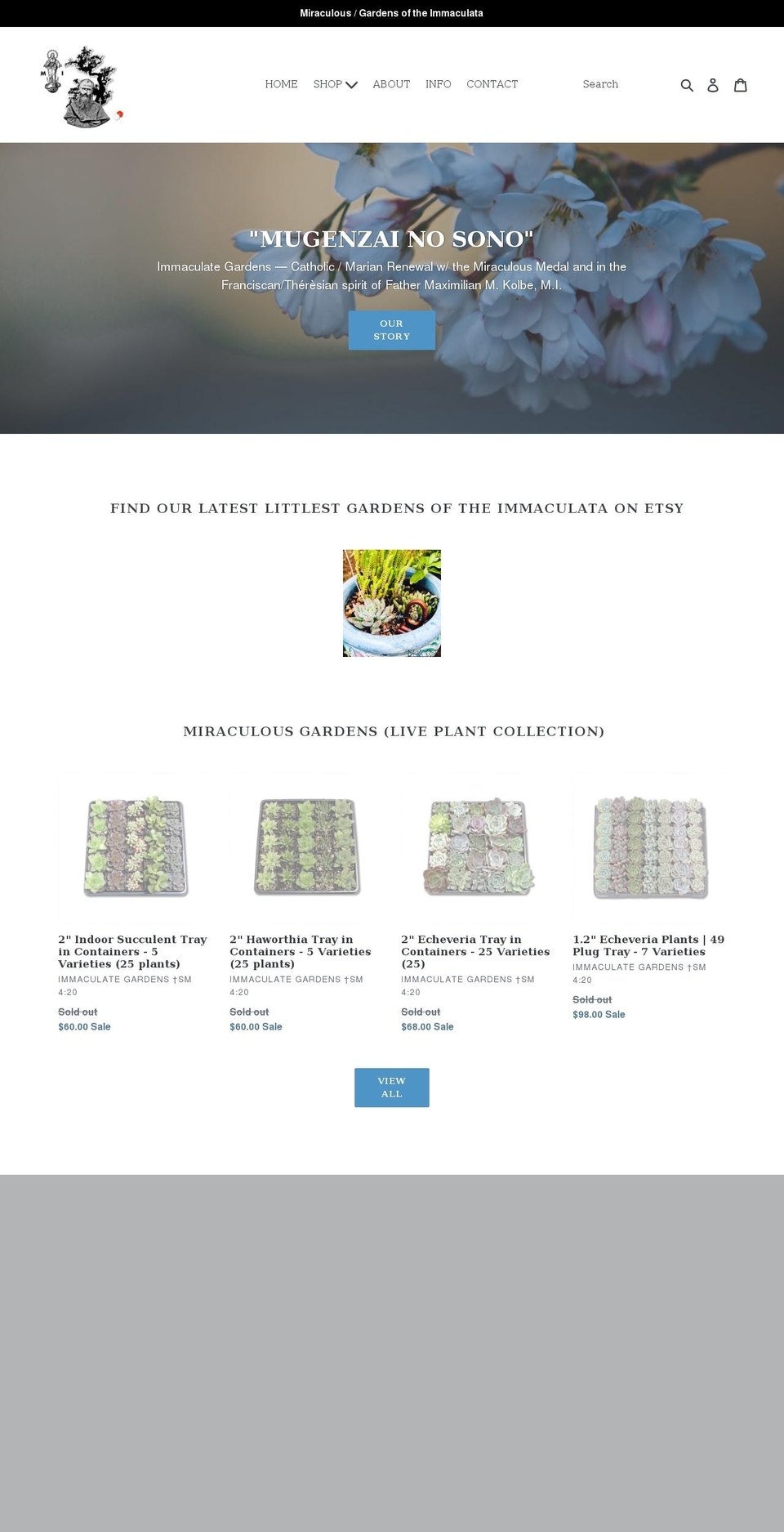 miraculousgardens.com shopify website screenshot