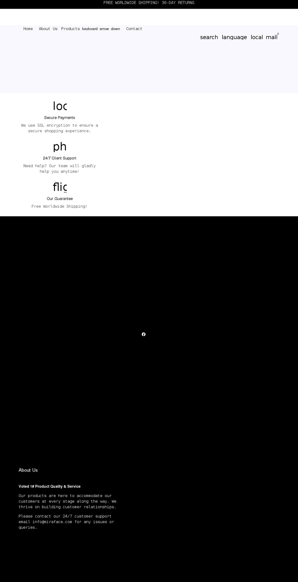 miraface.com shopify website screenshot