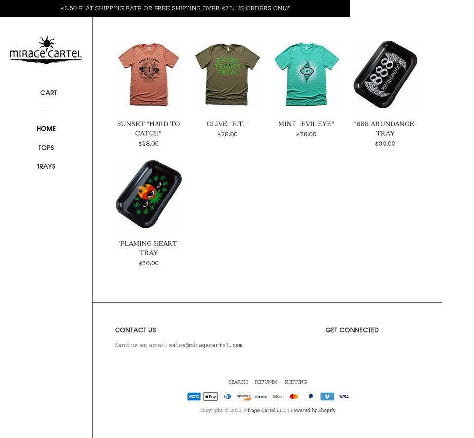 miragecartel.com shopify website screenshot
