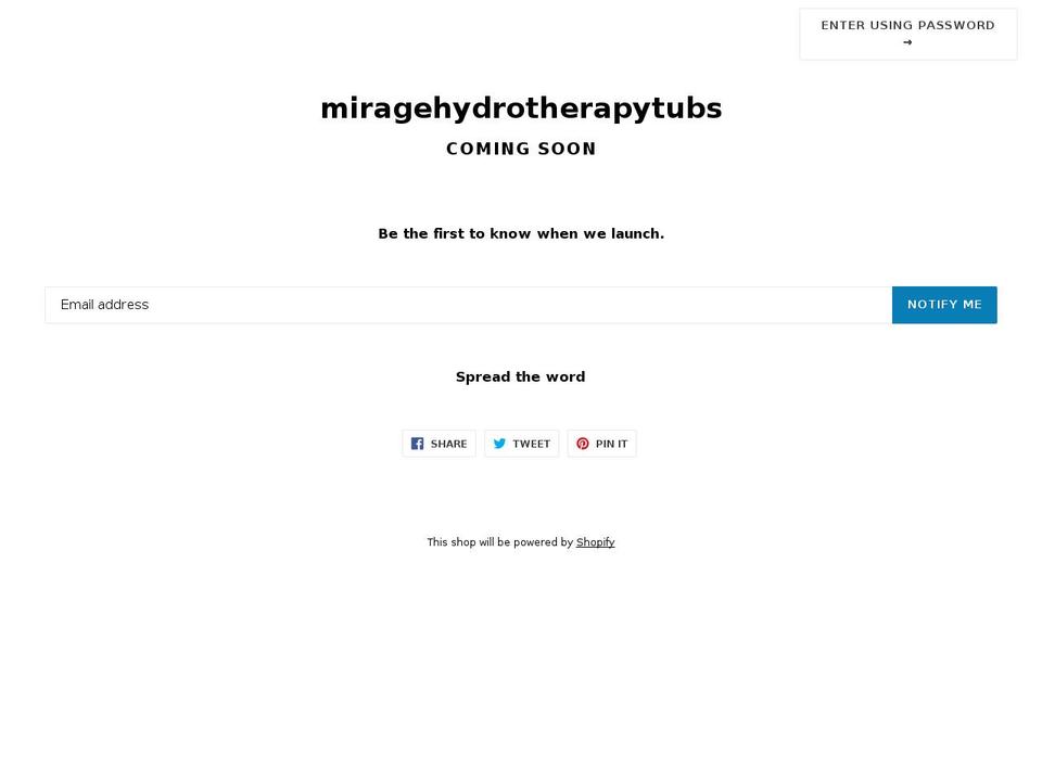 miragehydrotherapytubs.com shopify website screenshot
