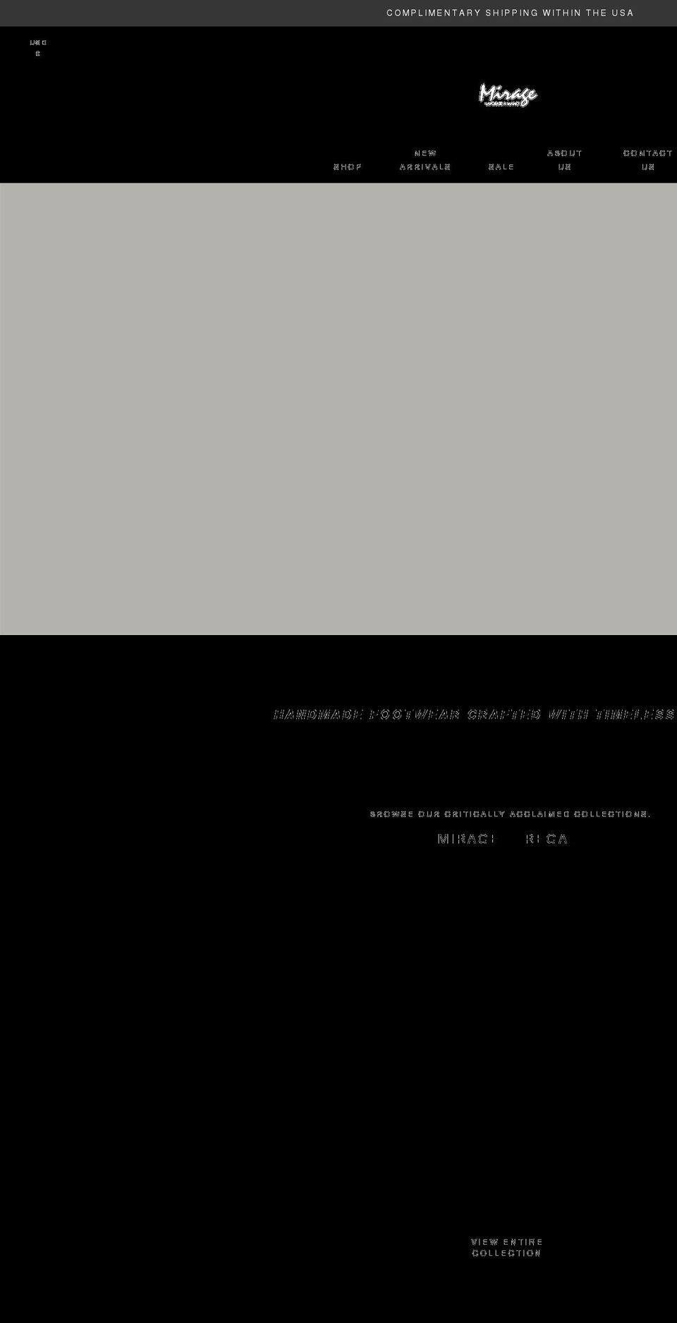 mirageshoes.com shopify website screenshot