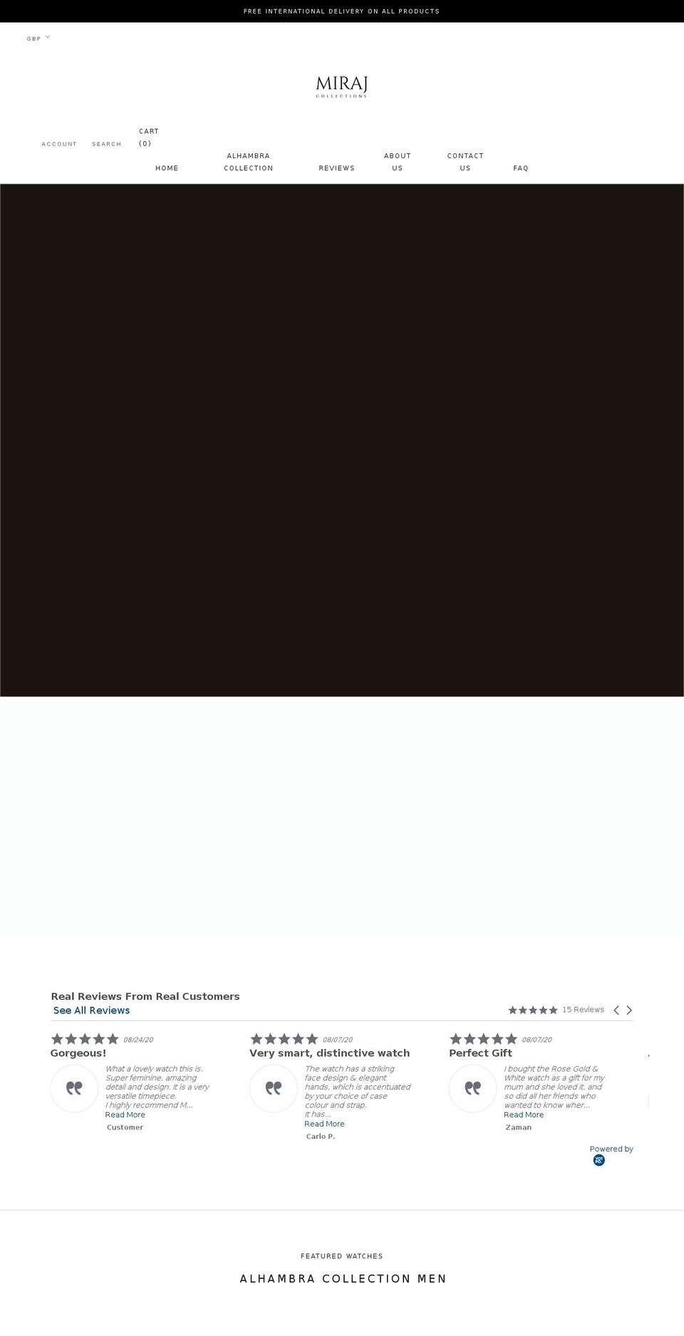 mirajcollections.com shopify website screenshot