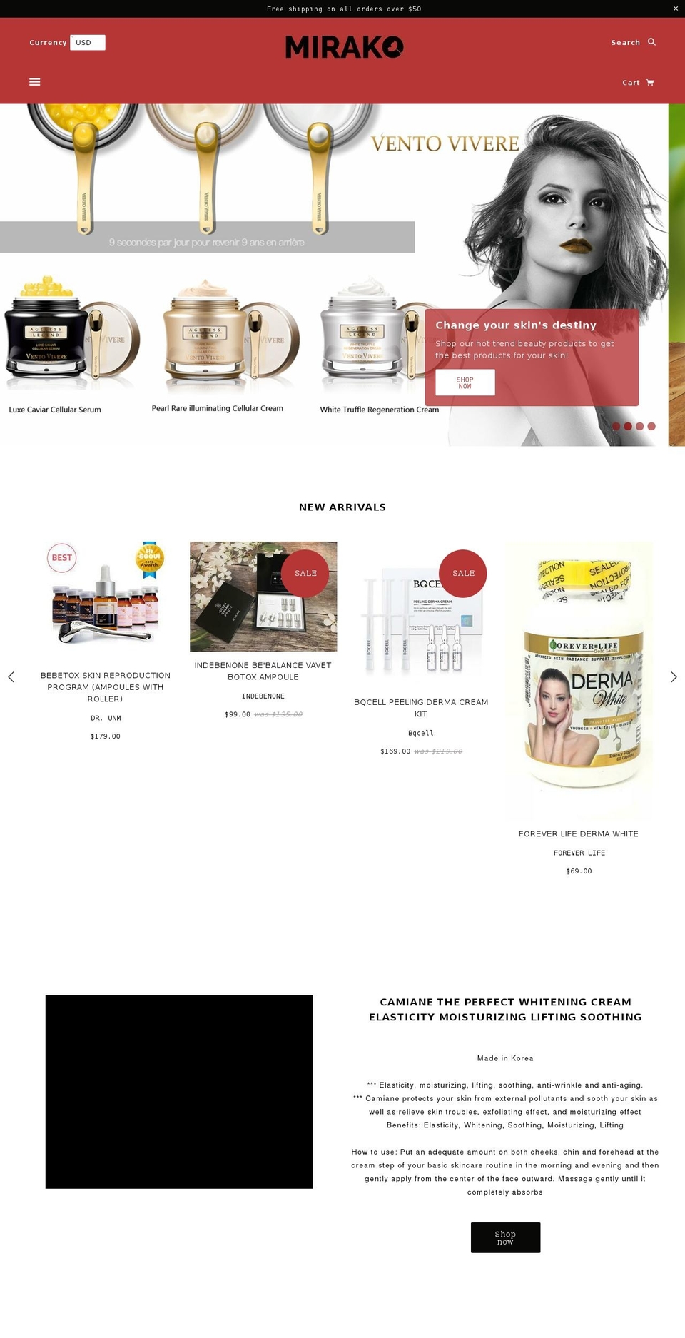 mirakospa.com — Shopify storefront screenshot