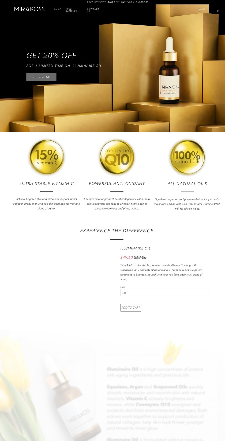 mirakoss.com — Shopify storefront screenshot