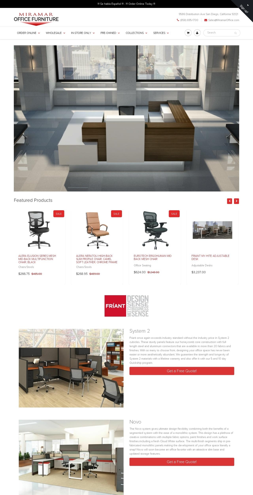 miramarofficefurniture.com shopify website screenshot