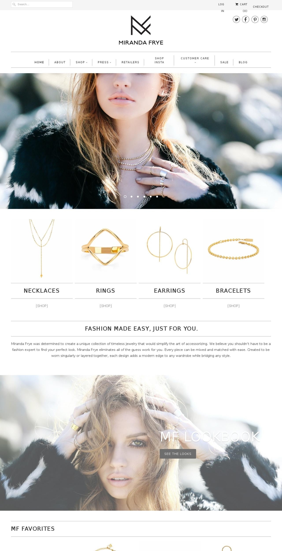 mirandafrye.com shopify website screenshot