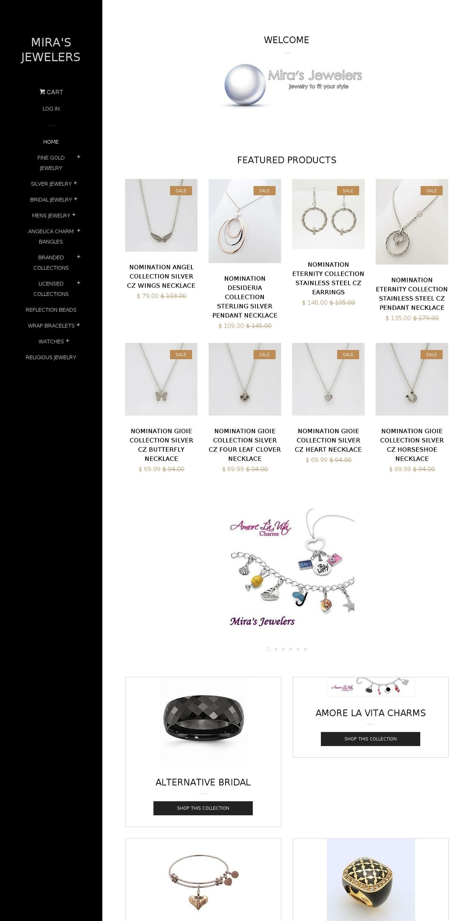 mirasjewelers.com shopify website screenshot