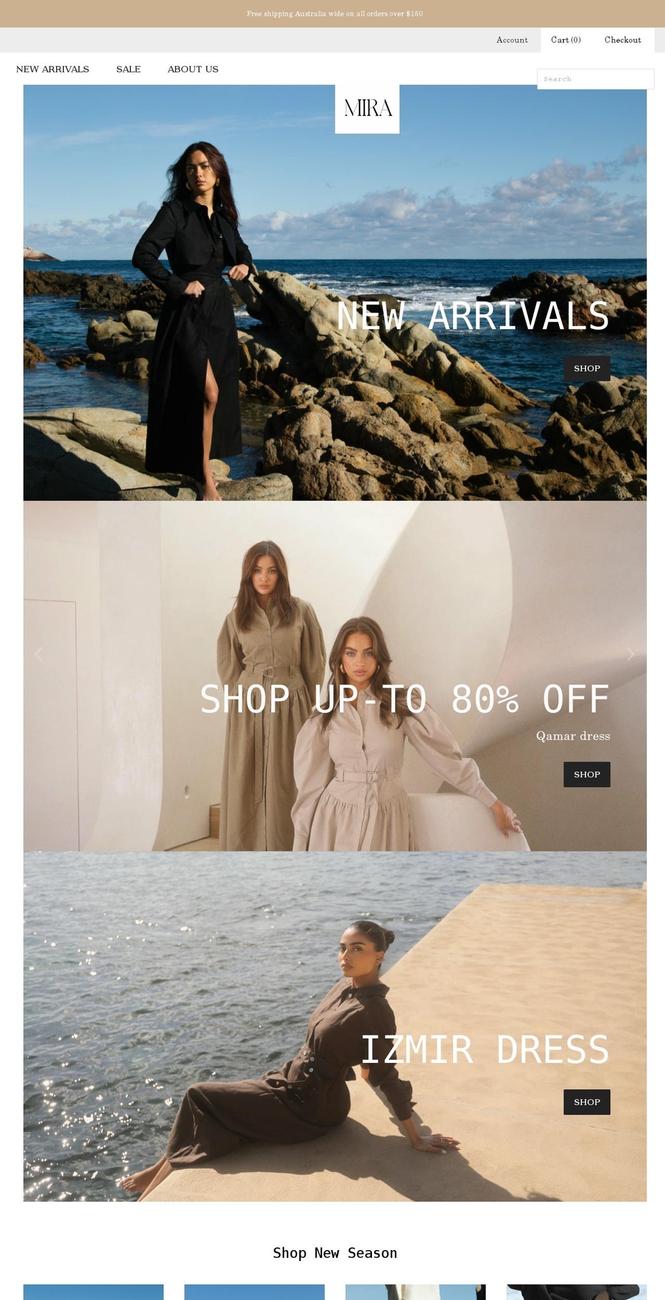 mirathelabel.com.au shopify website screenshot