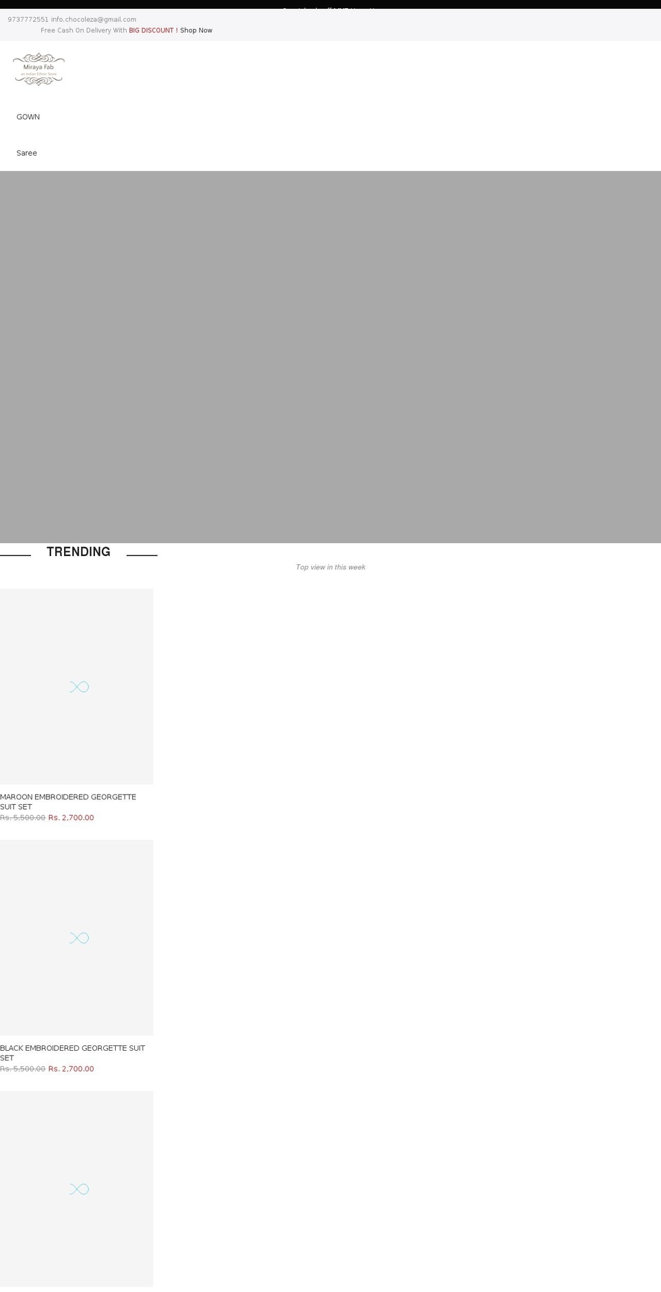 mirayafab.com shopify website screenshot