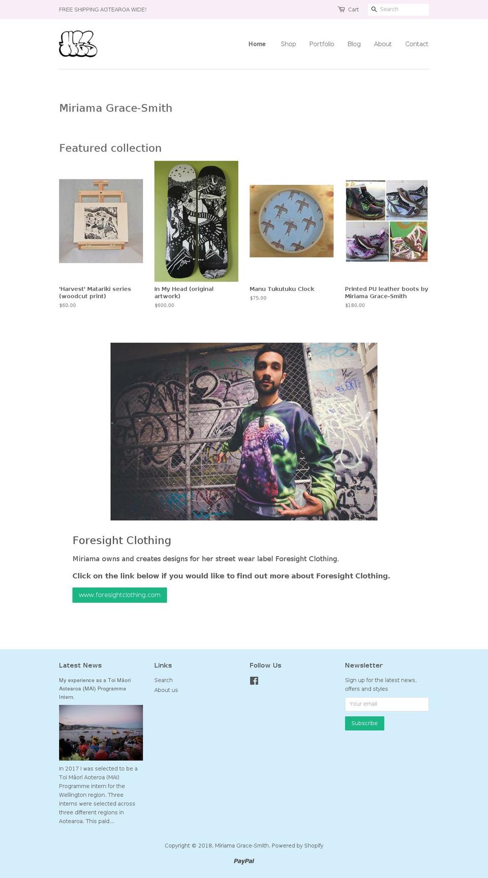 miriamagracesmith.com — Shopify storefront screenshot