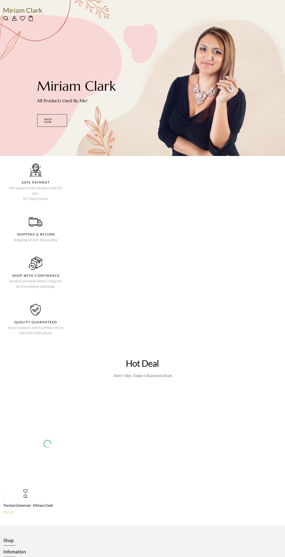 miriamclark.com shopify website screenshot