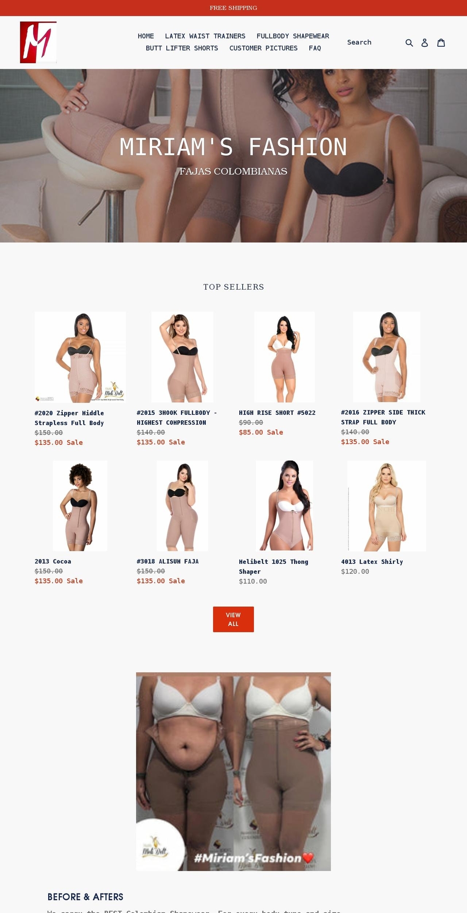 miriamsfashion.com shopify website screenshot