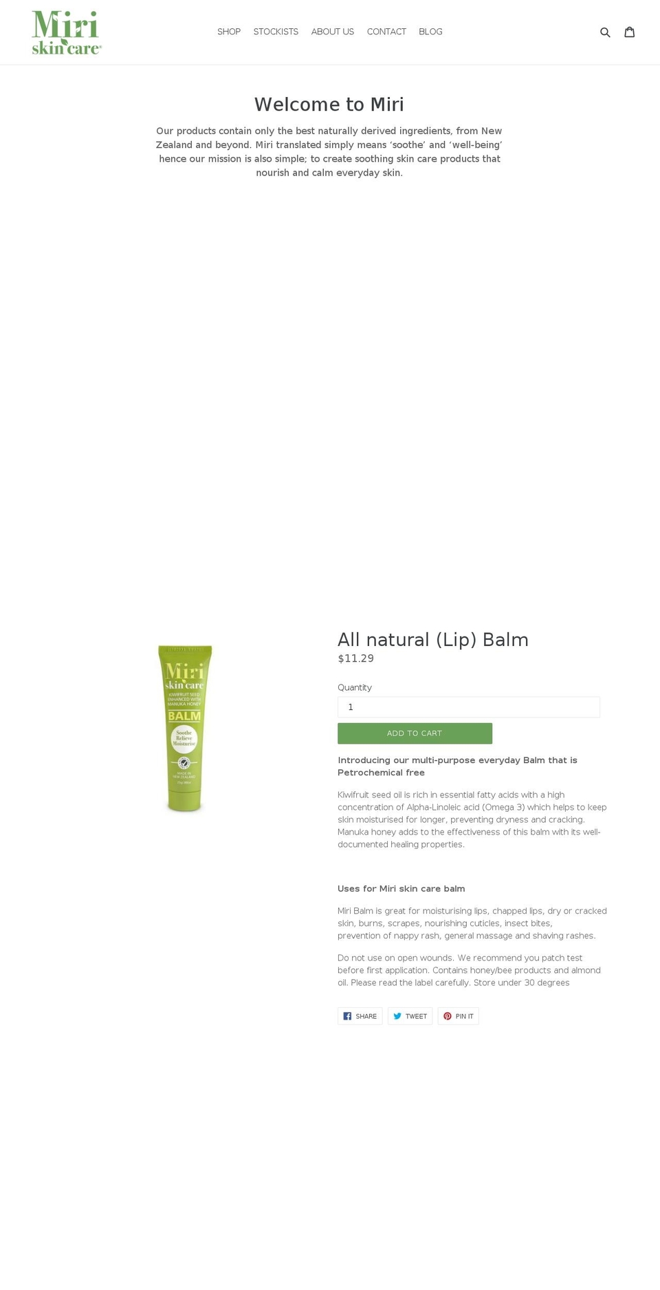 miriskincare.com shopify website screenshot