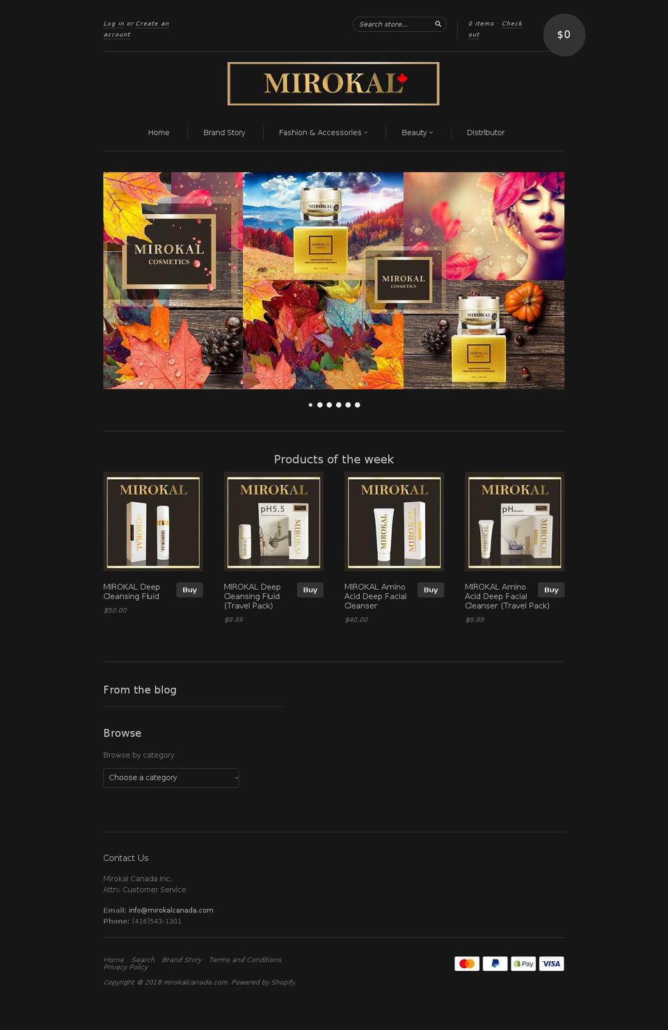 mirokalcanada.com shopify website screenshot