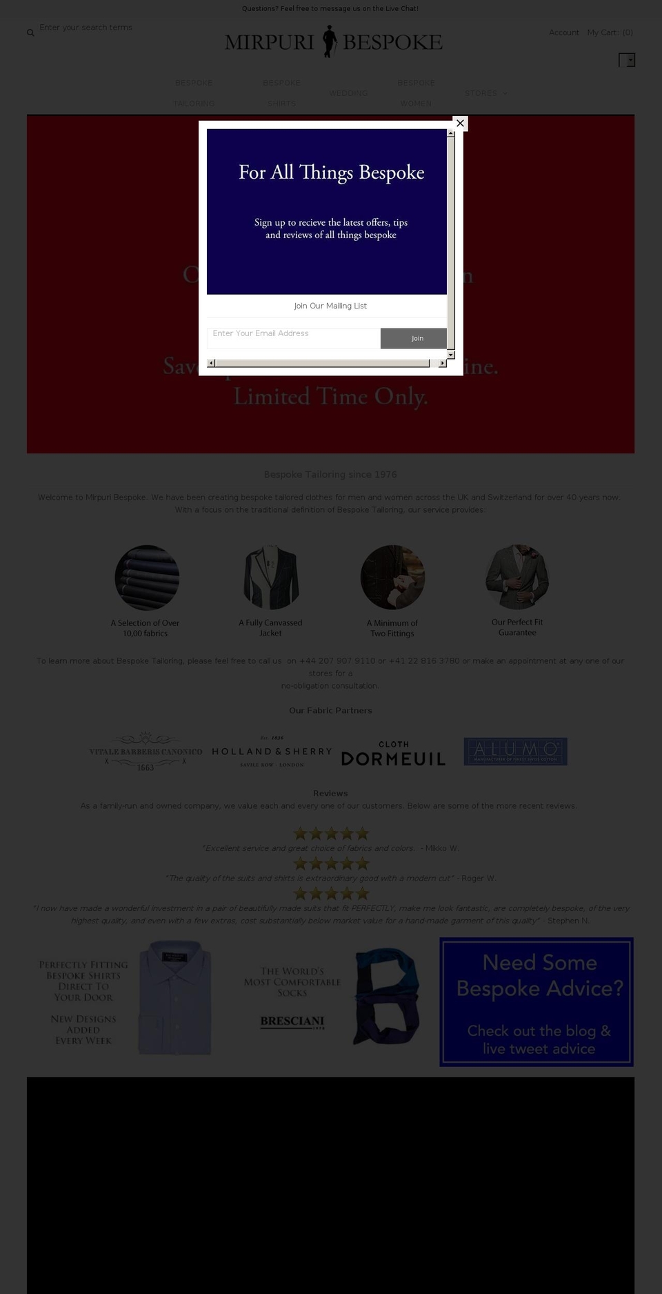 mirpuribespoke.com shopify website screenshot