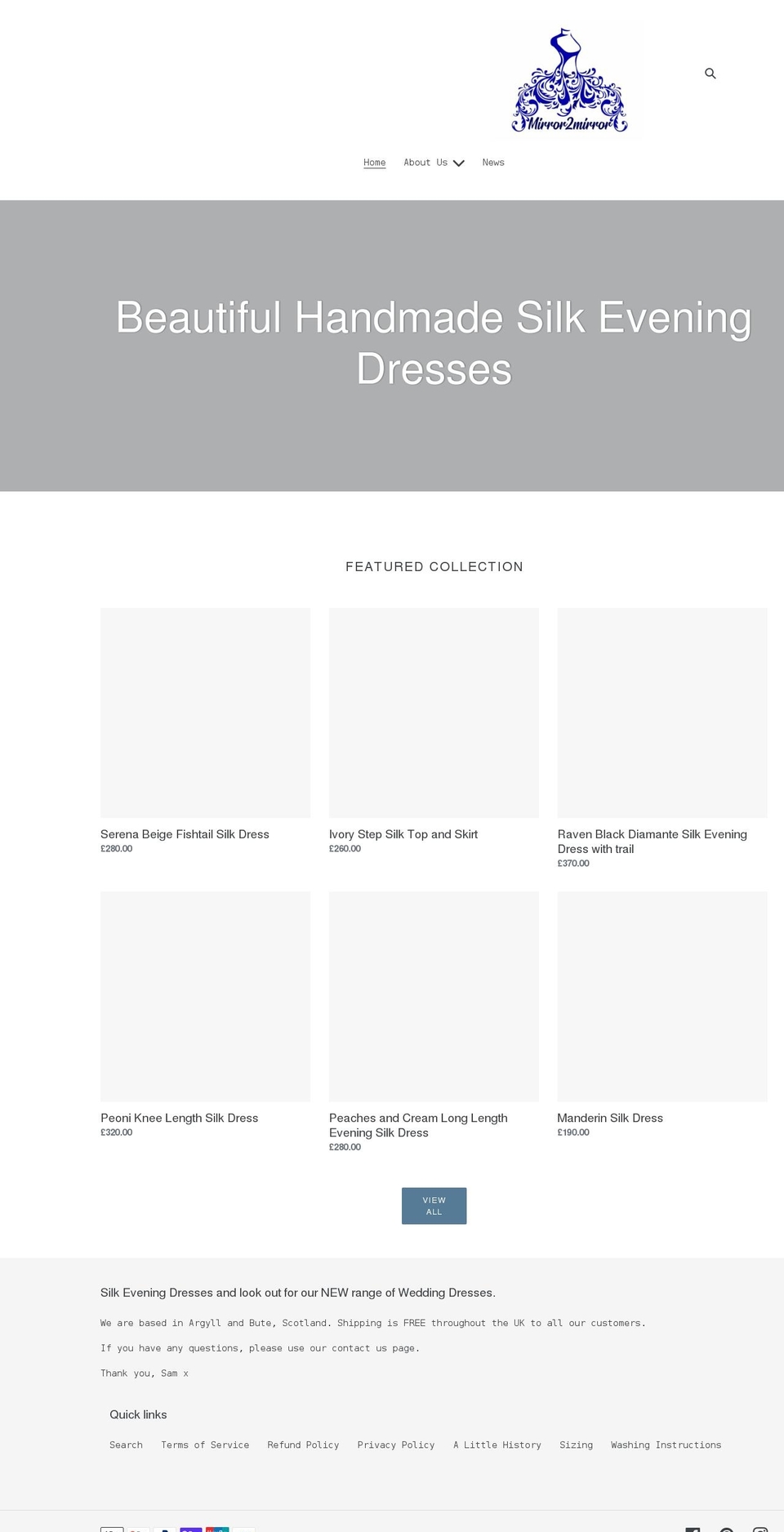 mirror2mirror.co.uk shopify website screenshot