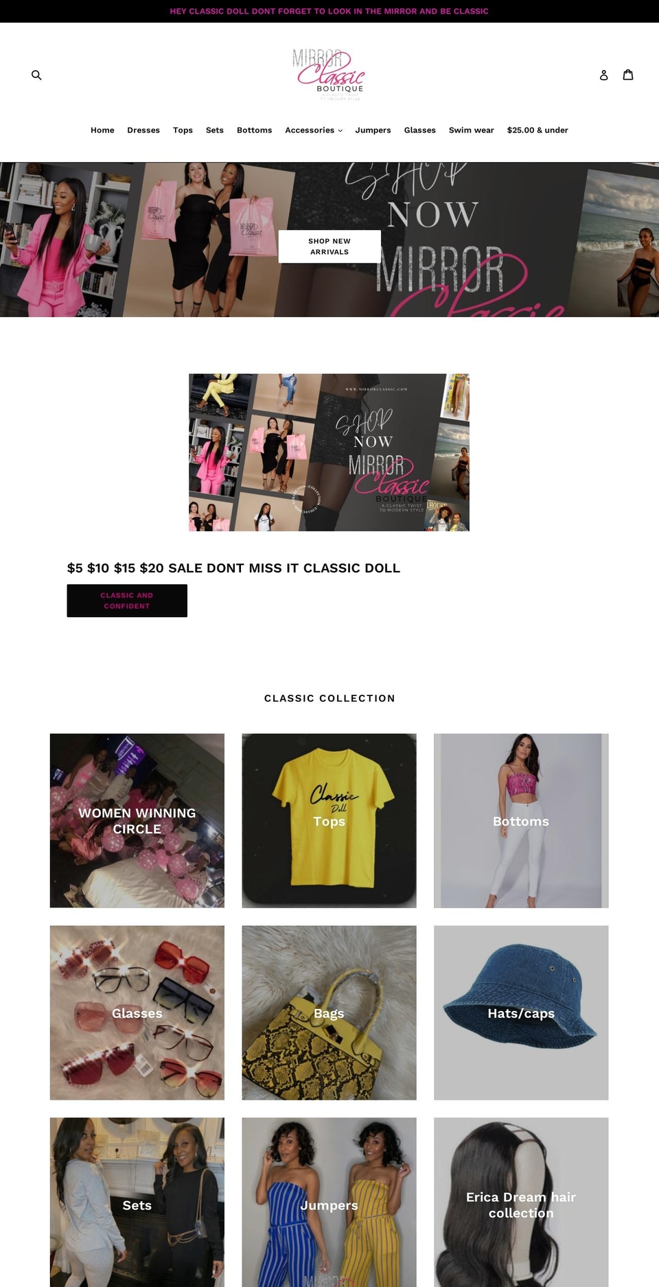 mirrorclassic.com — Shopify storefront screenshot