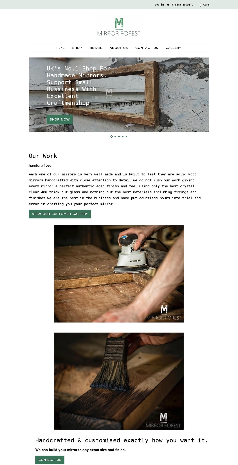 mirrorforest.co.uk shopify website screenshot