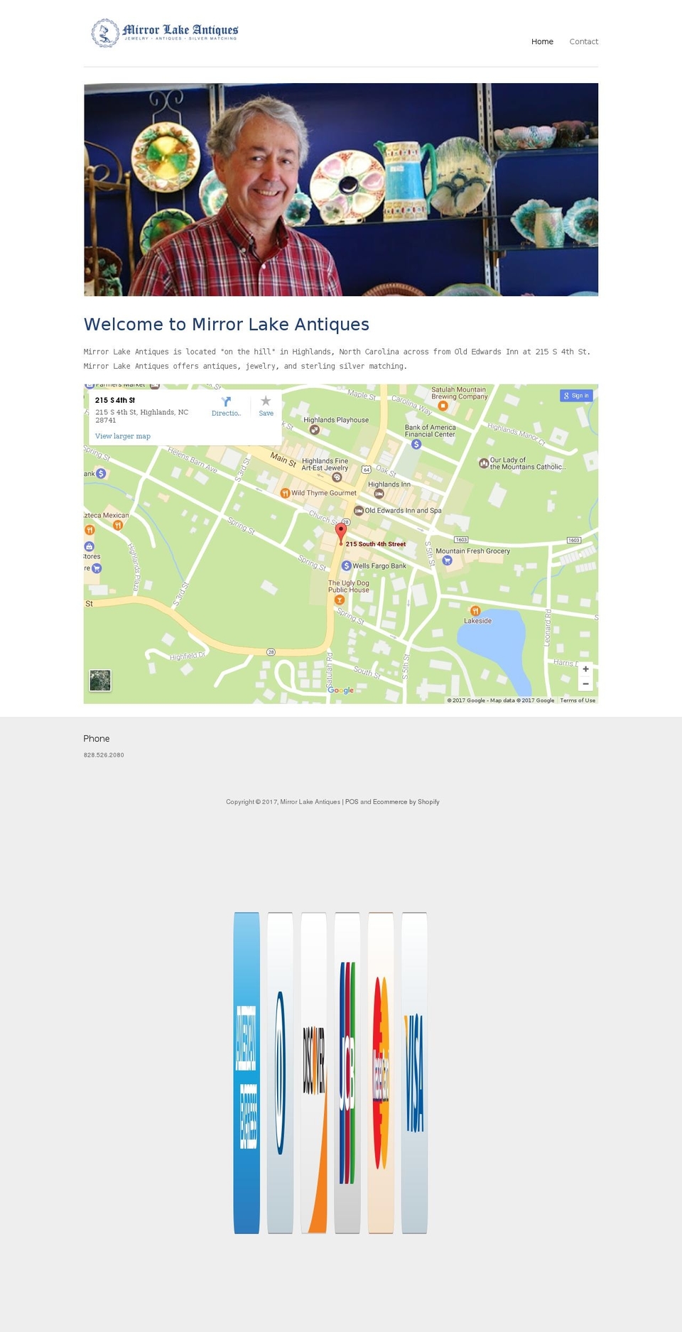 mirrorlakeantiques.com shopify website screenshot