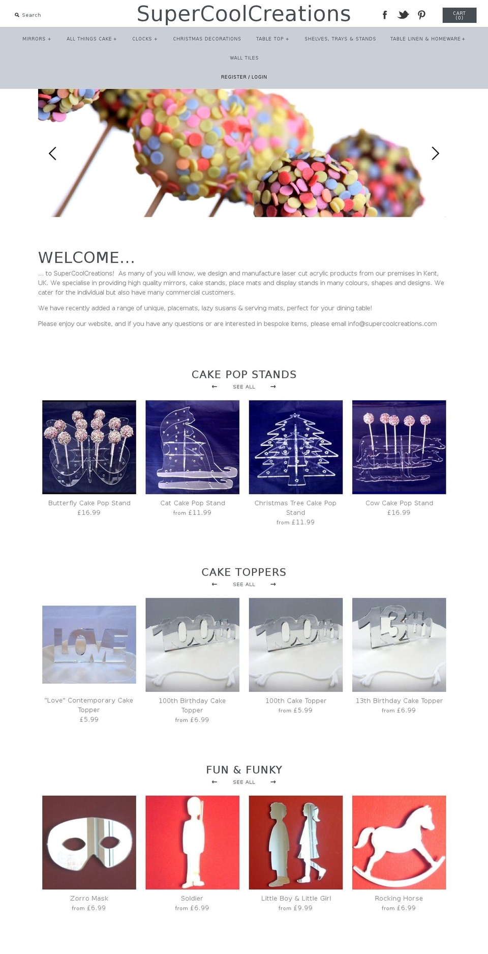 mirrorscakestands.com shopify website screenshot
