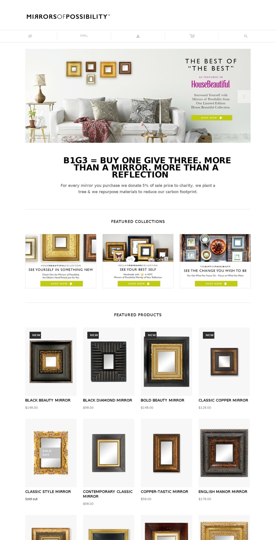 mirrorsofpossibility.com shopify website screenshot