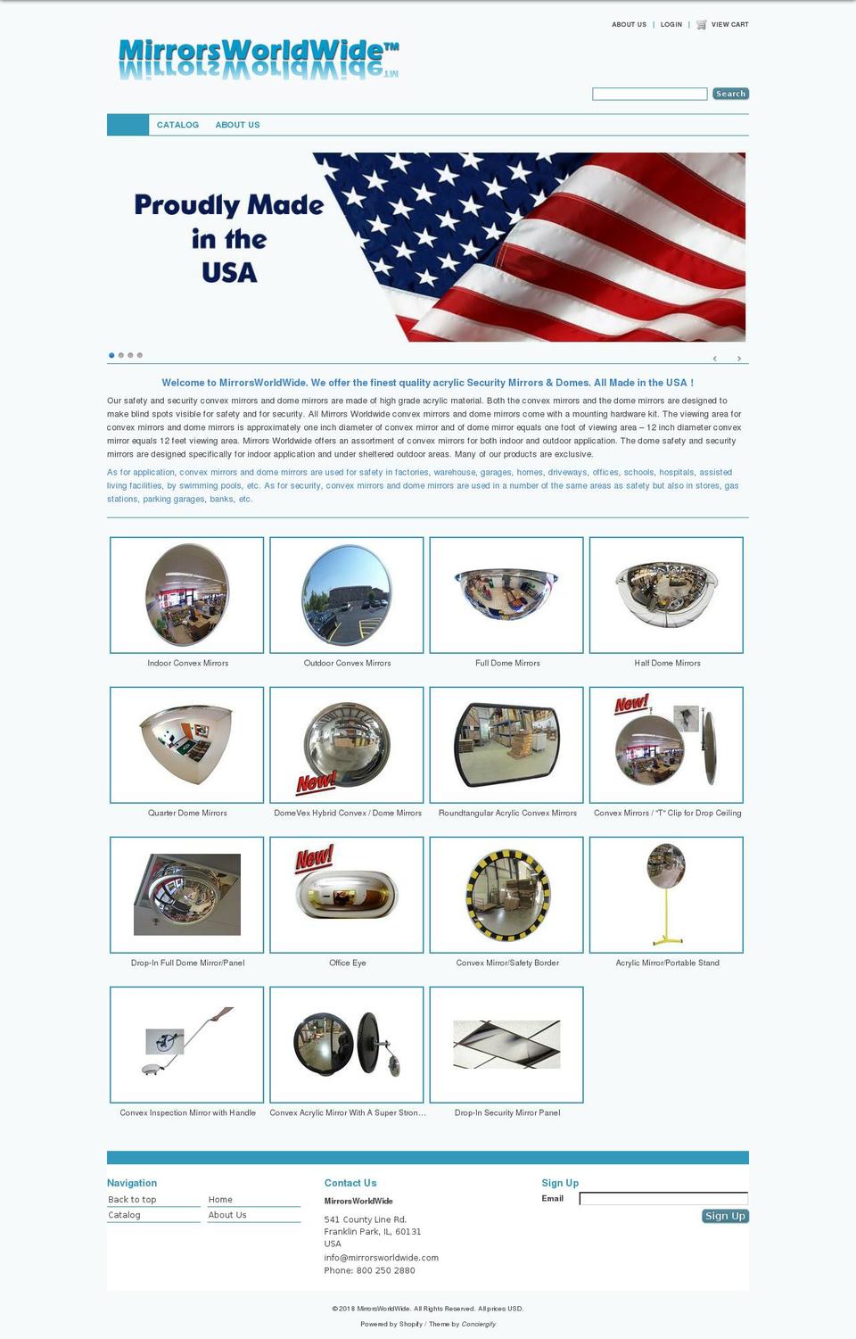 mirrorsworldwide.com shopify website screenshot