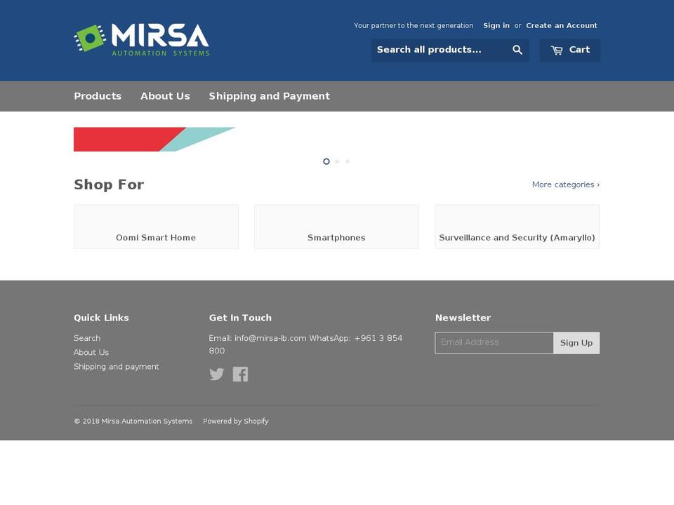 mirsa-lb.com — Shopify storefront screenshot
