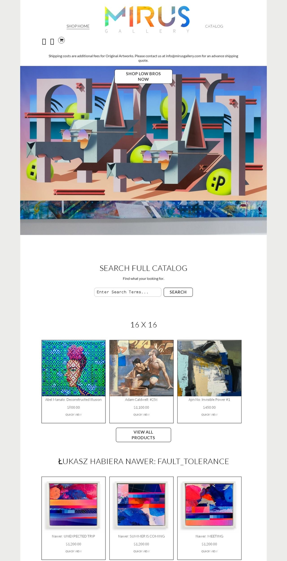 mirus-gallery.myshopify.com shopify website screenshot