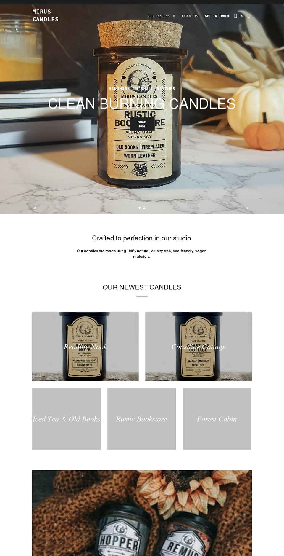 miruscandles.com shopify website screenshot