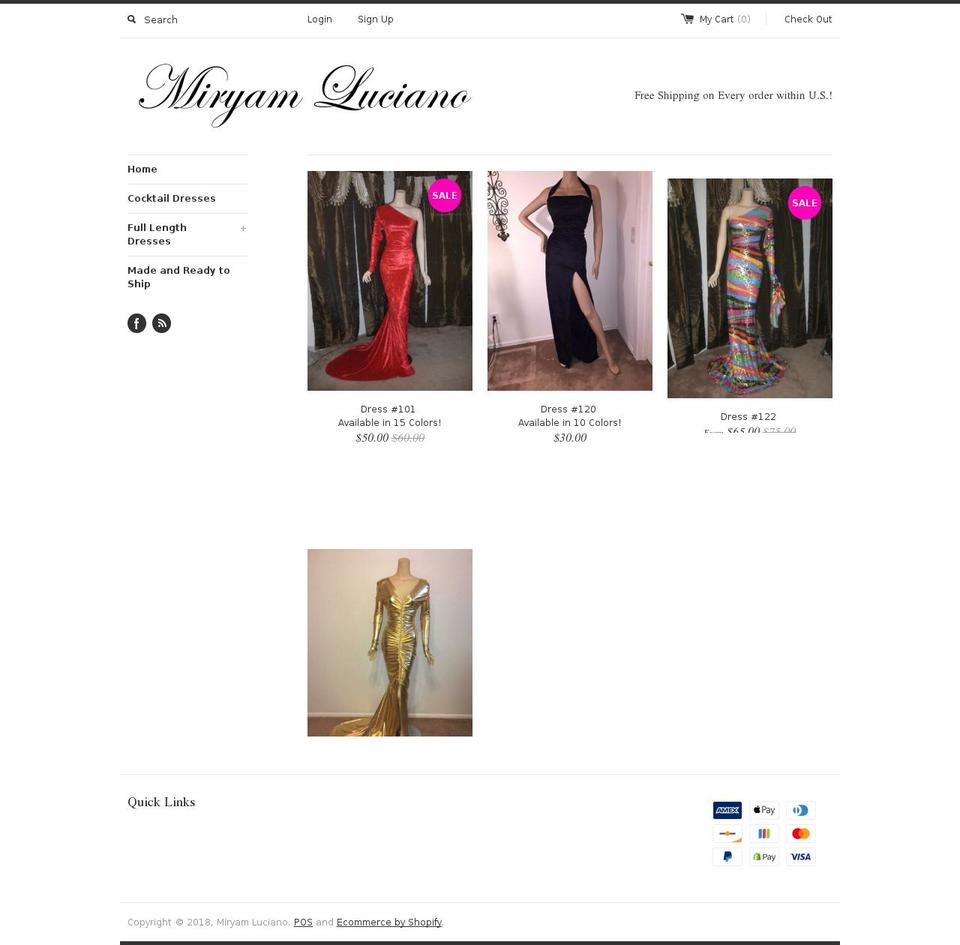 miryamluciano.com shopify website screenshot