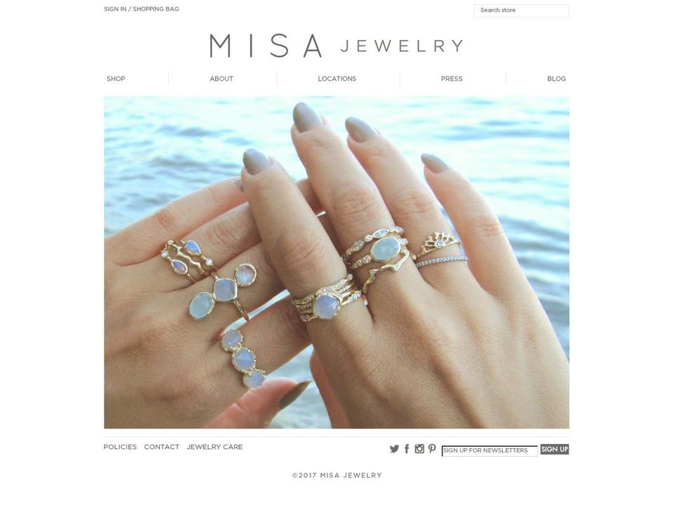 misajewelry.com shopify website screenshot