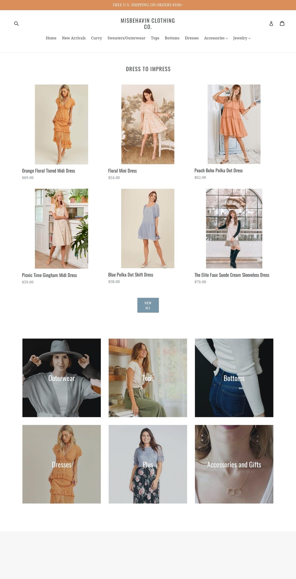 misbehavinclothingco.com — Shopify storefront screenshot