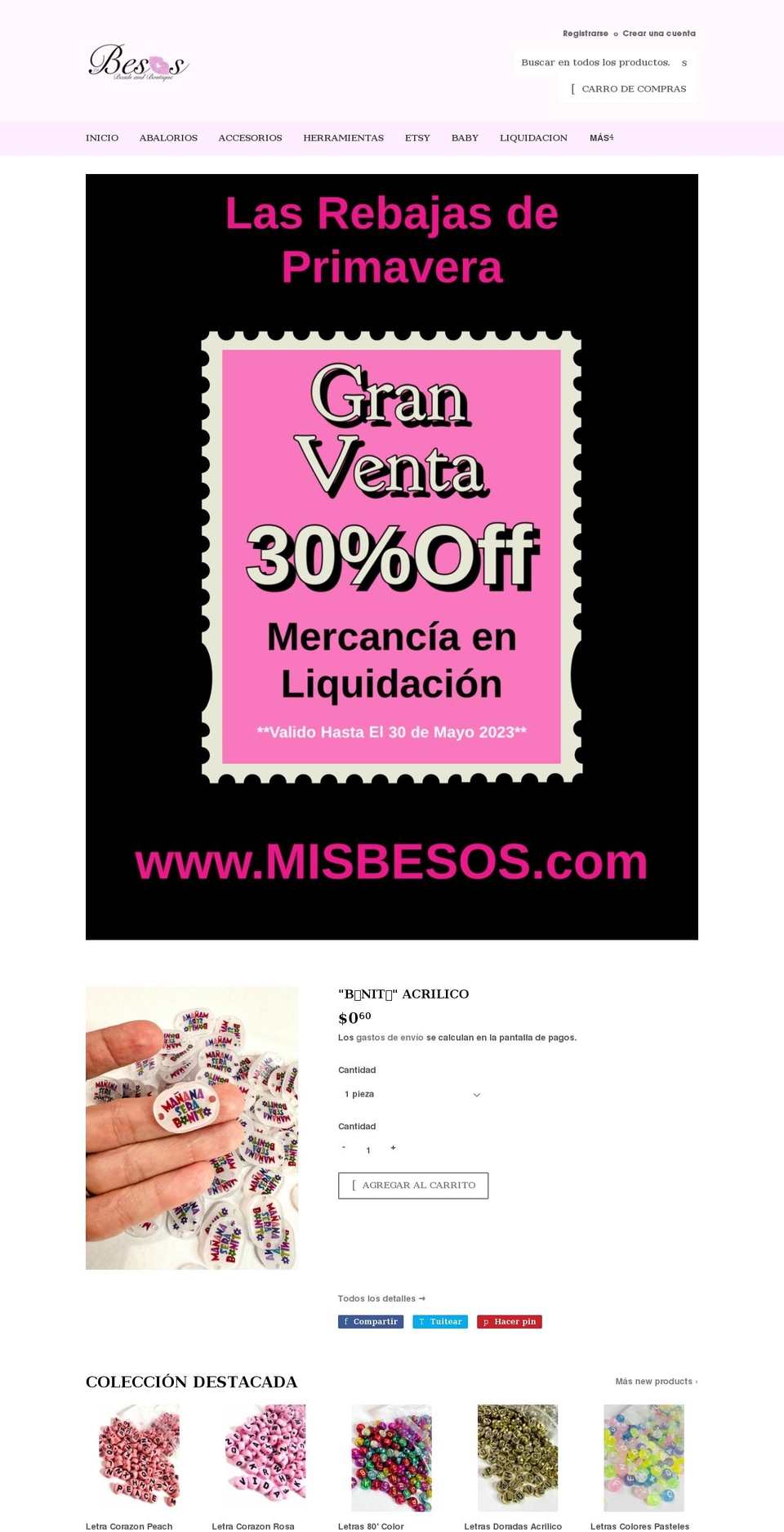 misbesos.com shopify website screenshot