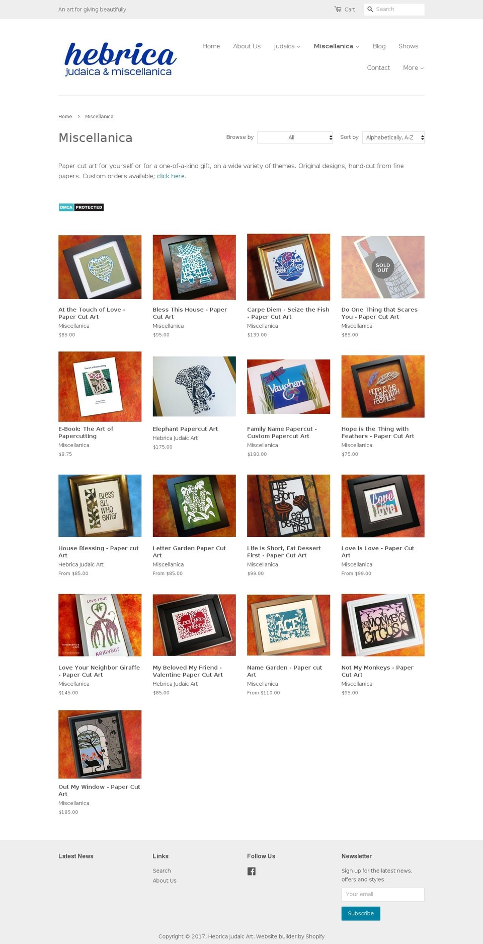 miscellanica.com shopify website screenshot