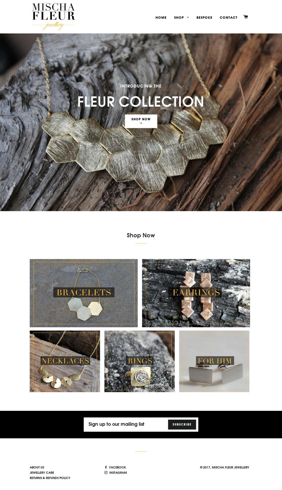 mischafleur.com shopify website screenshot