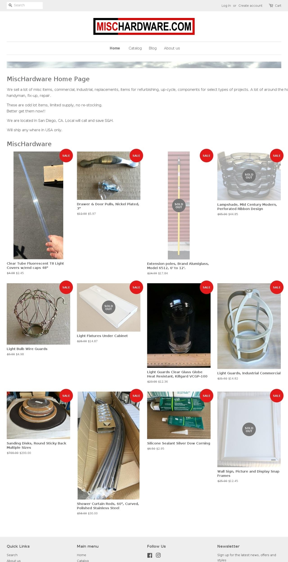 mischardware.com shopify website screenshot
