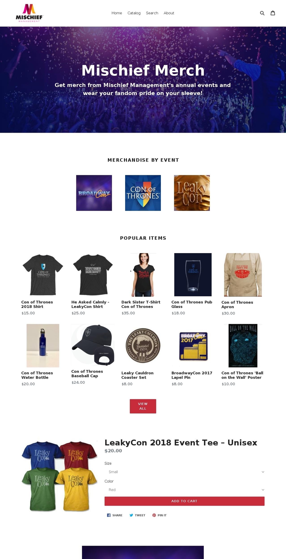 mischiefmerch.com shopify website screenshot