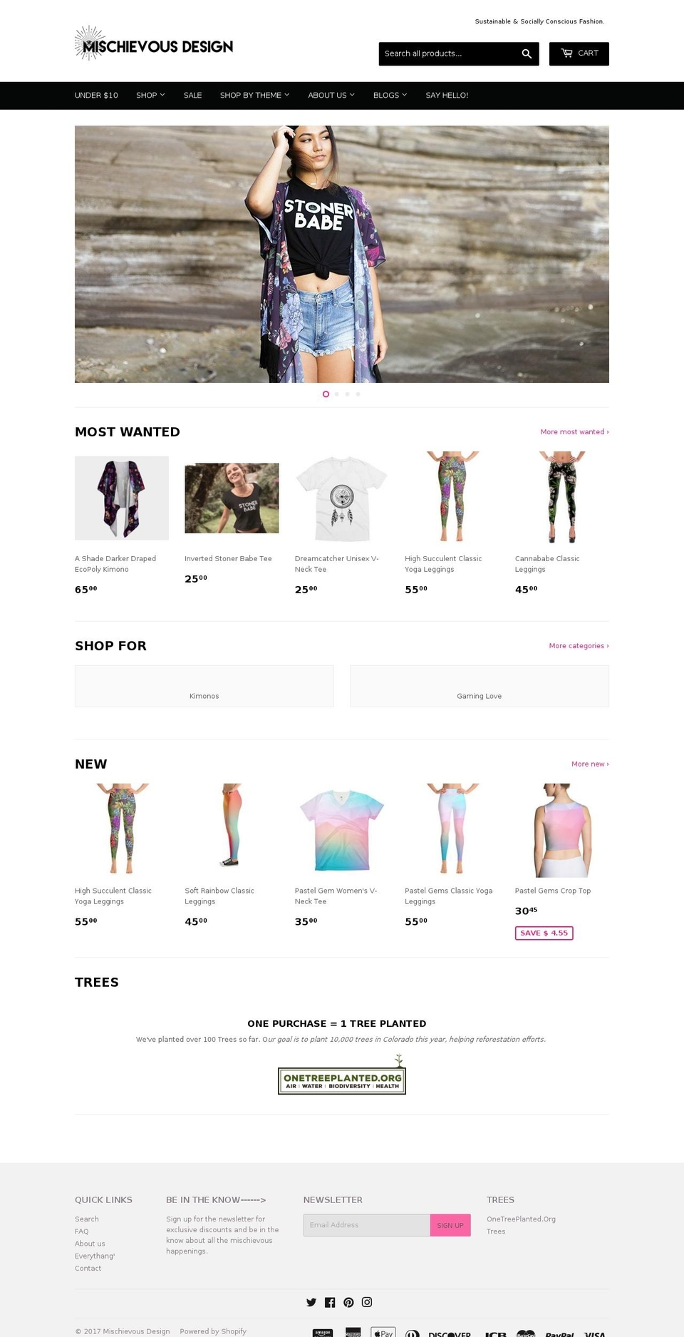 mischievousdesign.com shopify website screenshot