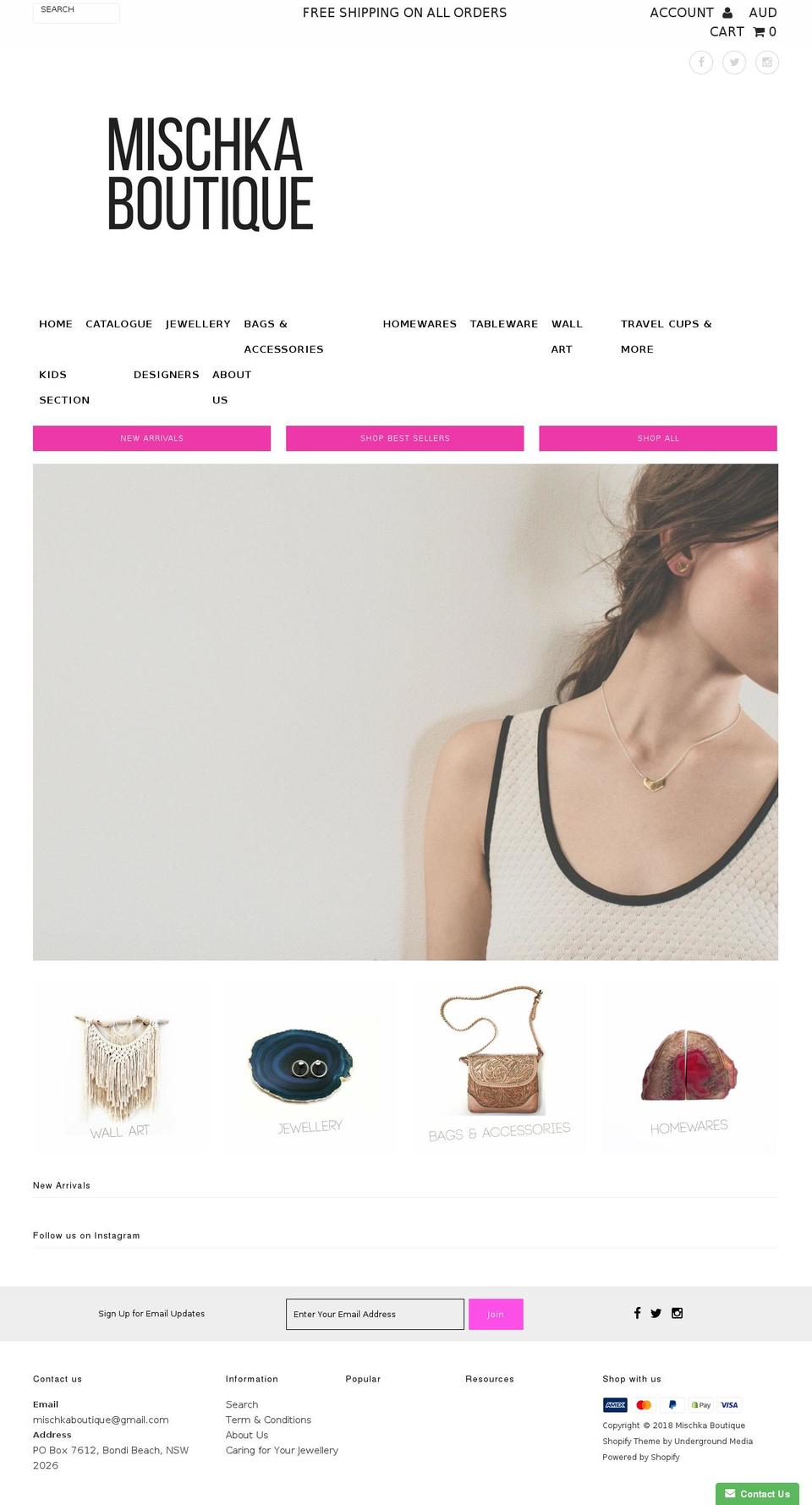 mischkaboutique.com shopify website screenshot