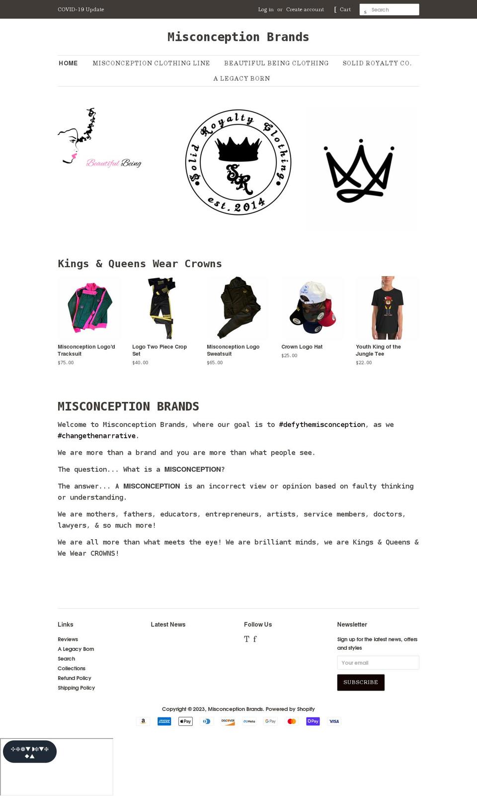 Update Shopify theme site example misconceptionclothing.com