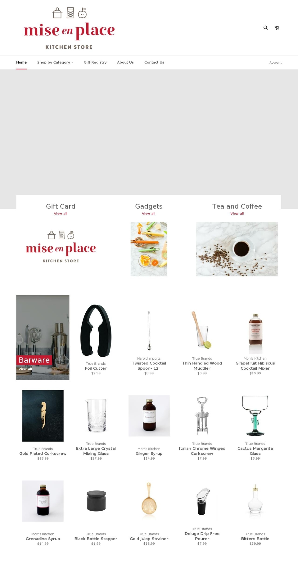 miseenplacekitchenstore.com shopify website screenshot