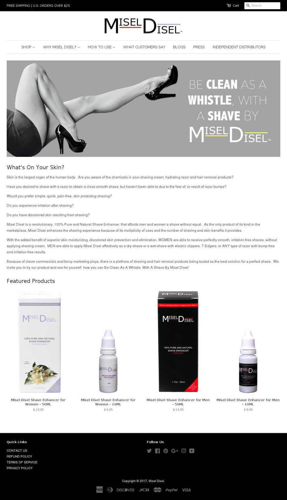 miseldisel.com shopify website screenshot