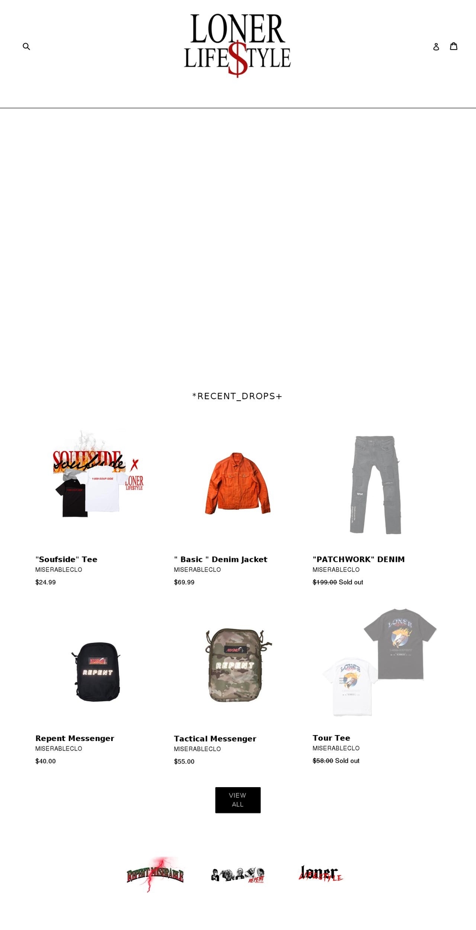 miserableclo.com — Shopify storefront screenshot