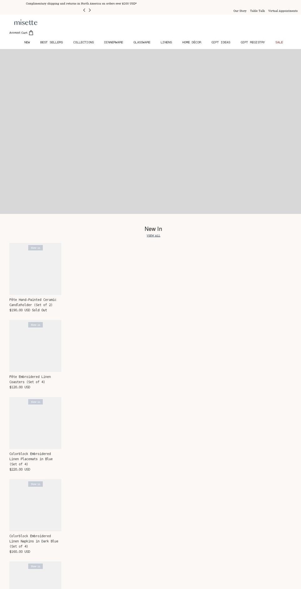 misettetable.com shopify website screenshot