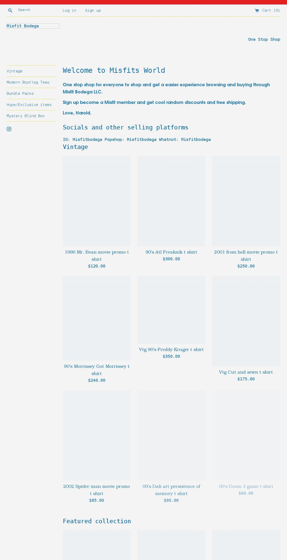 misfitbodega.com shopify website screenshot