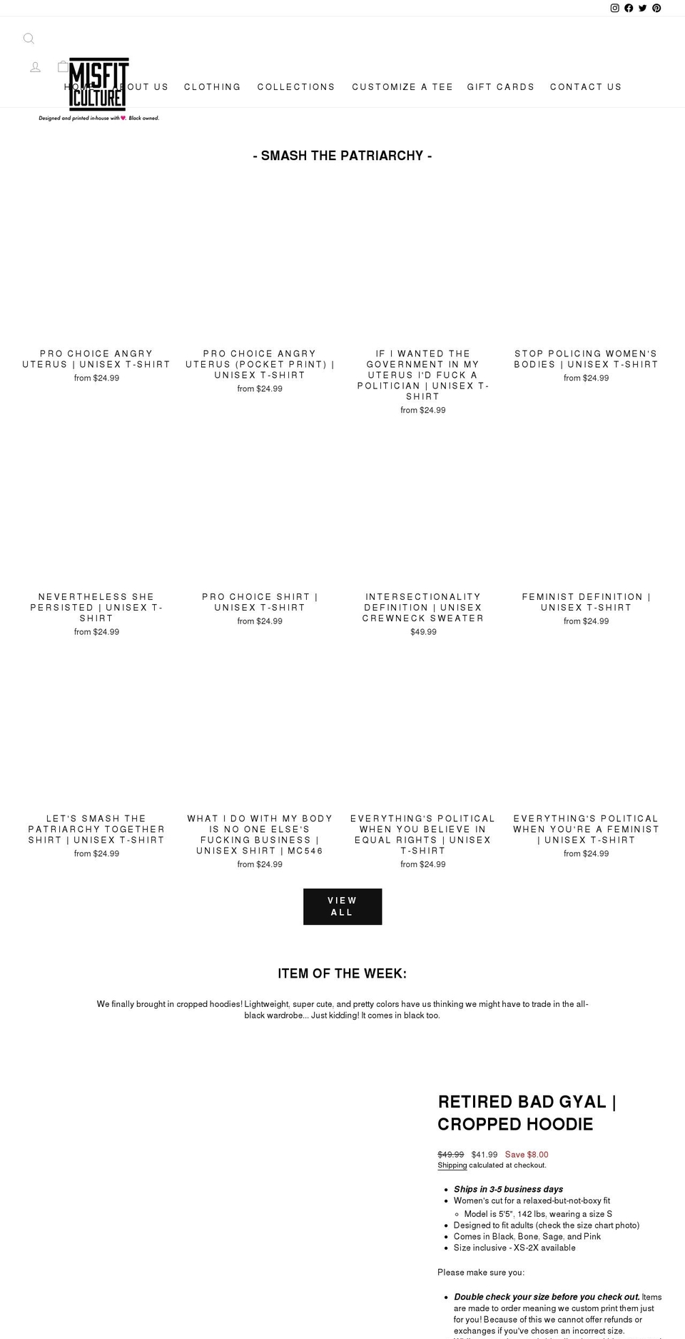 misfitculture.com shopify website screenshot