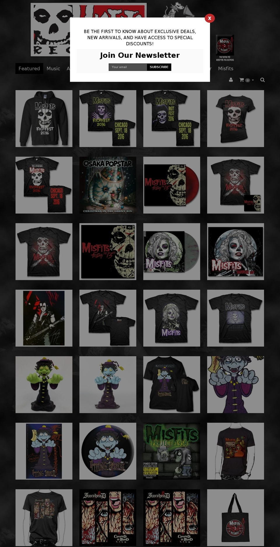 misfitsrecordsofficial.com shopify website screenshot