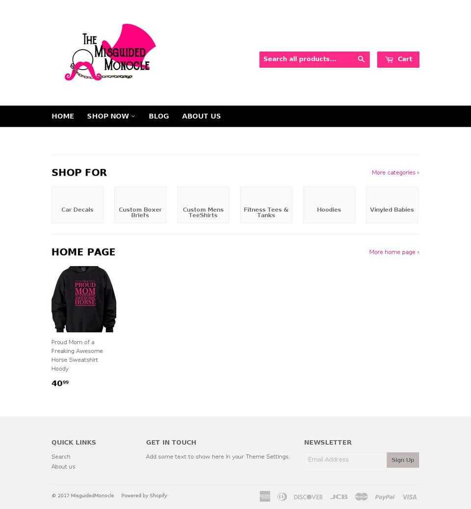 misguidedmonocle.com shopify website screenshot